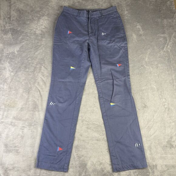 Vineyard Vines Pants Men 28x30 Washed Blue Flag Embroidered Chino Golf Club Pant - Picture 3 of 13